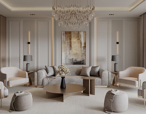 living room design :: Behance Neoclassic Living Room, Classic Interior Design Living Room, Formal Living Room Decor, Classical Living Room, Modern Classic Living Room, Classical Interior Design, Living Room Classic, Entrance Decoration, Luxury Living Room Decor