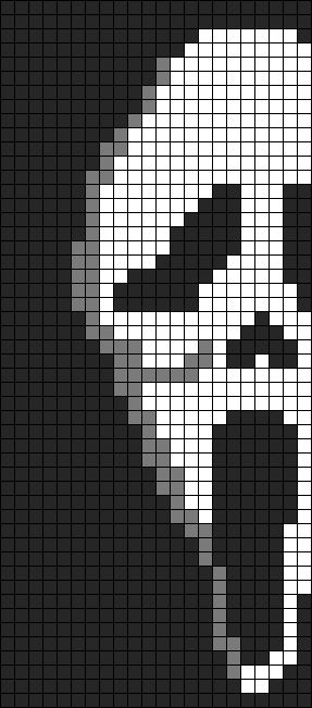 Scream Movie Crochet, Ghost Face Crochet Tapestry, Ghost Face Pixel Art Grid, Ghost Face Grid Pattern, Ghostface Cross Stitch Pattern, Michael Myers Alpha Pattern, Pixel Art Horror Character, Scream Crochet Pattern Free, Halloween Crochet Grid Patterns