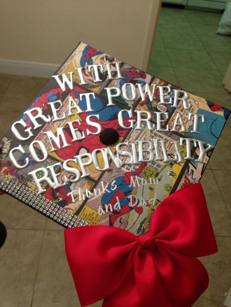 Senior Year Diy, Caps Ideas, Caps Design, College Grad Cap Ideas, Abi Motto, Grad Cap Decorated, Graduation Cap Decoration Diy, High School Graduation Cap, Superhero Spiderman