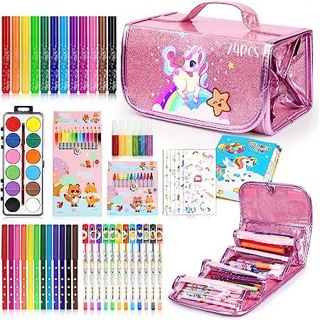 Unicorn Stationary, Pencil Case Art, Unicorn Pencil, Glitter Gel Pens, Unicorn Pencil Case, Gel Pens Coloring, Unicorn Painting, Art Pens And Markers, Fruit Scent