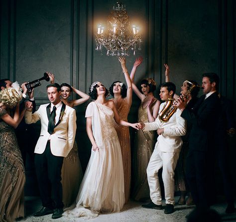 Romantic Wedding Inspiration from The Great Gatsby | Green Wedding Shoes Wedding Blog | Wedding Trends for Stylish + Creative Brides Jazz Age Wedding, 20s Wedding, Great Gatsby Theme, Gatsby Themed Party, Romantic Wedding Ceremony, Gatsby Theme, Great Gatsby Wedding, Romantic Wedding Inspiration, Great Gatsby Party