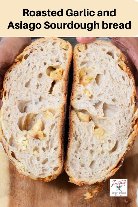 Sourdough Bread Machine, Asiago Bread, Garlic Sourdough, South Indian Kitchen, Bread Garlic, Easy Sourdough Bread Recipe, Recipe Using Sourdough Starter, Bread Sourdough, Sourdough Starter Discard Recipe