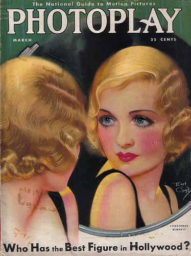 The beautiful March 1931 cover of Photoplay magazine featuring Constance Bennett. 20s Lips, 1930 Makeup Look, Flapper Makeup, 1930s Makeup, 20s Makeup, Maquillage Goth, Cupid Bow, 1920s Makeup, Constance Bennett