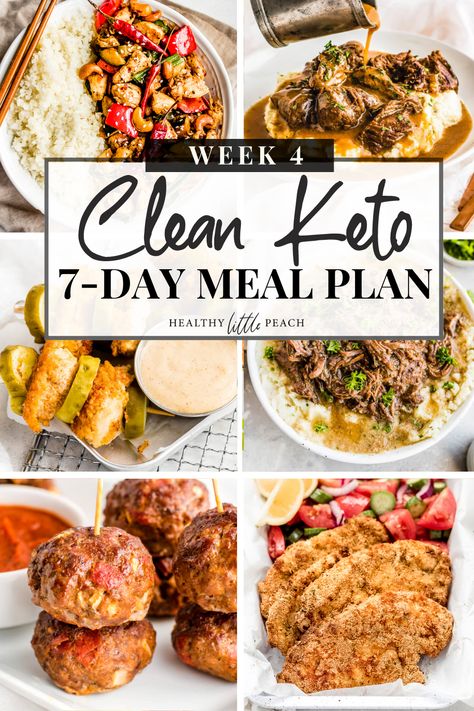 Are you feeling stuck and needing some extra inspiration? I'm here to help. I've already posted week 1-3 and here is Week 4- Clean Keto Meal Plan. This guide includes 7 full days of meal ideas that are all Clean Keto and Whole30 compliant. Additionally, it includes a FREE PDF printable that outlines 3 meals a day along with snack ideas along with a blank shopping list for you to fill out. #ketomealplan #cleanketo #ketomenus #cleanketomenu #ketodiet #mealplans #freemealplans Clean Keto Meal Plan, 3 Meals A Day, Clean Keto, Free Keto Meal Plan, Easy Keto Meal Plan, Day Meal Plan, Breakfast Low Carb, 7 Day Meal Plan, Low Carb Meal Plan