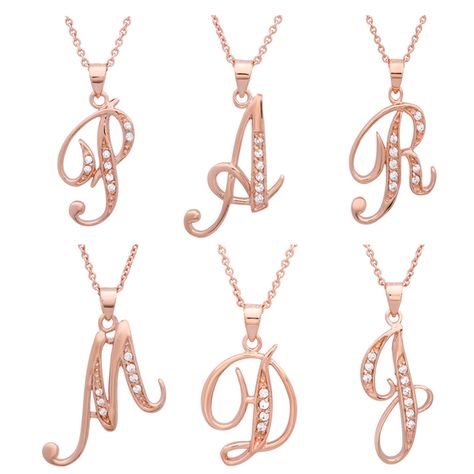 Initial Necklace Gold Letters Pendants, Alphabet Pendent Design, Gold Letter Pendants, Rose Gold Initial, Gold Initial Pendant, Alphabet Pendant, Script Initial, Letter Pendant Necklace, Gold Name Necklace