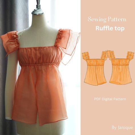 "🌸 Elevate Your Style with Effortless Chic: Square Neckline Top with Shoulder Ruffles! 🌸 Introducing our Square Neckline Top, where comfort meets sophistication in a delightful dance of fashion. This top is not just an outfit; it's a statement of easy elegance and feminine charm. Here's why this Square Neckline Top deserves a special place in your wardrobe: ✨ Square Neckline Elegance: The square neckline adds a touch of timeless elegance, framing your décolletage with grace. It's a classic choice that effortlessly transitions from casual to dressy, making it a versatile addition to your collection. ✨ Shoulder Ruffles for a Feminine Flair: Embrace the romance of our shoulder ruffles, adding a whimsical and flirty touch to your look. The delicate ruffles create movement and visual interest Cami Top Sewing Pattern, Square Neckline Top, Top Sewing, Couture Mode, Ruffled Top, Top Sewing Pattern, Sewing Design, Diy Sewing Clothes, Clothes Sewing Patterns