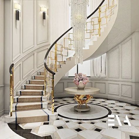 29 Unique Staircase Ideas to Elevate Your Home's Design Elegantly - placeideal.com سلالم حلزونية, درابزين السلم, درج السلم, Staircase Interior Design, Luxury Staircase, Home Designs Exterior, Staircase Design Modern, Staircase Railing Design, Stair Railing Design