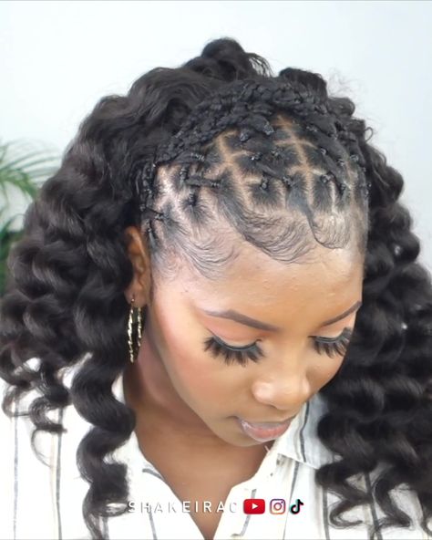 Twist Half Up Half Down Black Women, Half Up Half Down Over Locs, Twist Out Half Up Half Down Natural Hair, Cross Cross Hairstyle, Criss Cross Crochet Hairstyle, Half Crochet Hairstyles, Crochet Half Up Half Down Hairstyles, Criss Cross Hairstyle, Hair Ethereal