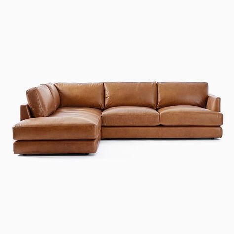 Haven Leather 2-Piece Terminal Chaise Sectional U Couch, Most Comfortable Couch, Reclining Sectional With Chaise, Oversized Furniture, Comfortable Couch, Leather Chaise, Leather Couch, Room Planning, Saddle Leather