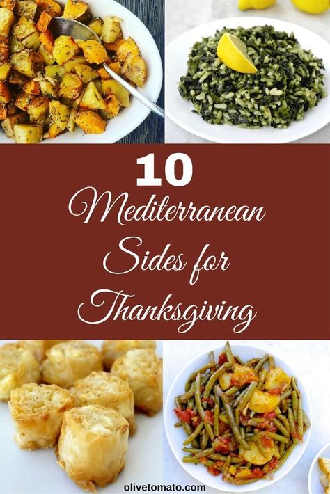 Mediterranean Side Dishes that will satisfy everyone! And you can make ahead! #healthyrecipes #healthythanksgiving #thanksgiving #vegetarian #mediterraneanfood #greek Mediterranean Thanksgiving, Mediterranean Side Dishes, Thanksgiving Recipes Side Dishes Healthy, Thanksgiving Healthy, Side Dishes For Thanksgiving, Dishes For Thanksgiving, Thanksgiving Recipes Side Dishes Easy, Healthy Thanksgiving Sides, Thanksgiving Side Dishes Healthy