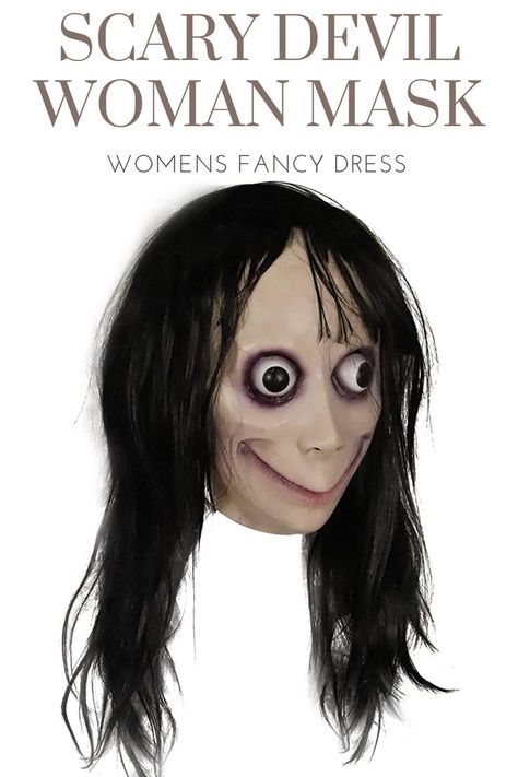 This full head costumes with wig are ready for you. Dim dark colored hairpiece, tremendous eyes, a gigantic mouth, and the red slash of a smile. Perfect for a Halloween Fancy Dress Party! Creepy Cosplay, Mask Horror, Halloween Costume Props, Devil Mask, Halloween Ball, Horror Masks, Halloween Creepy, Scary Mask, Female Mask