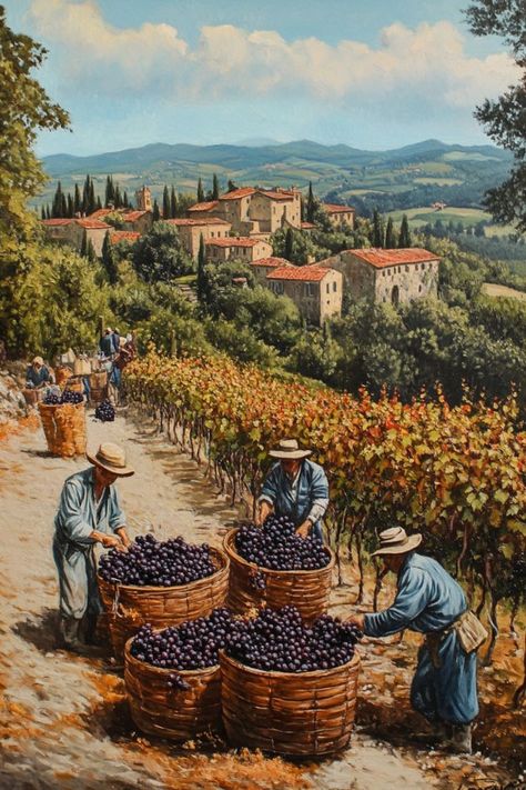 Experience the Wine Harvest in Tuscany, Italy🍇 Autumn is the perfect time to visit Tuscany for the wine harvest. Enjoy vineyard tours, wine tastings, and picturesque countryside views. 🌿🍷 #WineHarvest #AutumnTravel #Tuscany #Italy Tuscany Vineyard, Italy Countryside, Italian Vineyard, Cycling Inspiration, Vineyard Tour, Tuscany Landscape, Piedmont Italy, Italian Landscape, Beautiful Art Paintings