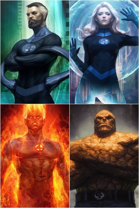 The team Fantastic Four is a representation of the four elements ): Water(Reed), Wind (Sue), Fire(Jhony) and Earth(Ben) Fantastic Four Marvel, Disney Deals, The Fantastic Four, Mister Fantastic, The Four Elements, Four Elements, Marvel Vs Dc, Marvel Comic Universe, Jack Kirby