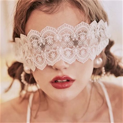 Lolita Lingerie Victorian White Lace Mask Blindfold | Etsy Eye Mask Aesthetic, Lace Blindfold, Beach Wedding Crown, Lace Eye Mask, Masquerade Mask Women, Lace Masquerade Masks, Oc Aesthetic, Elegant Lingerie, Lace Mask