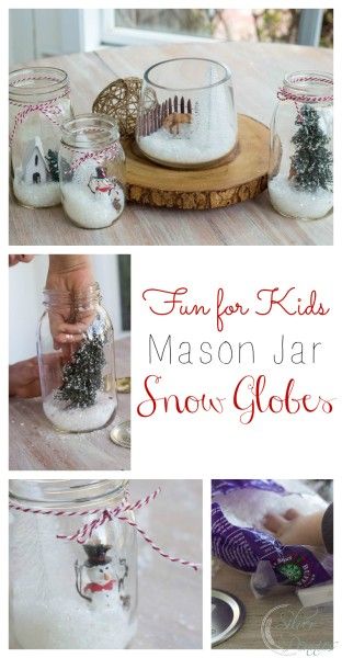 Fun for Kids Making Mason Jar Snow Globes Jar Snow Globes, Snow Globe Mason Jar, Snow Globe Crafts, Jars Snow, Globe Crafts, Diy Snow, Diy Snow Globe, Diy Christmas Decor, Christmas Festivities