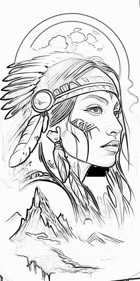 Indian Style Tattoos, Native American Tattoo Designs, Indian Tattoo Design, Native American Drawing, Line Tattoo Ideas, Native American Tattoo, American Indian Tattoos, Aztec Tattoo Designs, Native American Tattoos