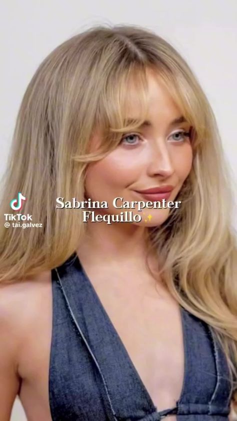 #fashion#outfit#fashionable Rock And Roll Haircut Women, Soft Feathered Bangs, How To Do Sabrina Carpenter Bangs, How To Look Like Sabrina Carpenter, Wispy Bangs Sabrina Carpenter, Trim Bangs Diy, Sabrina Carpenter Blowout, Long Curled Hair With Bangs, Sabrina Carpenter Haircut On Brown Hair