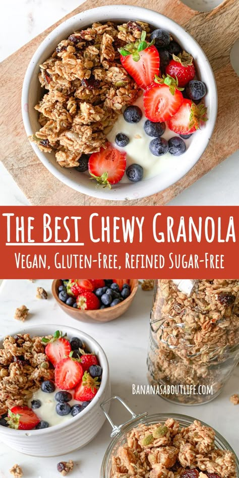 Chewy Granola Recipe, Sugar Free Granola Recipe, Granola Clusters Recipe, Gluten Free Granola Recipe, Healthy Granola Recipe, Sugar Free Granola, Granola Recipe Healthy, Granola Clusters, Best Granola