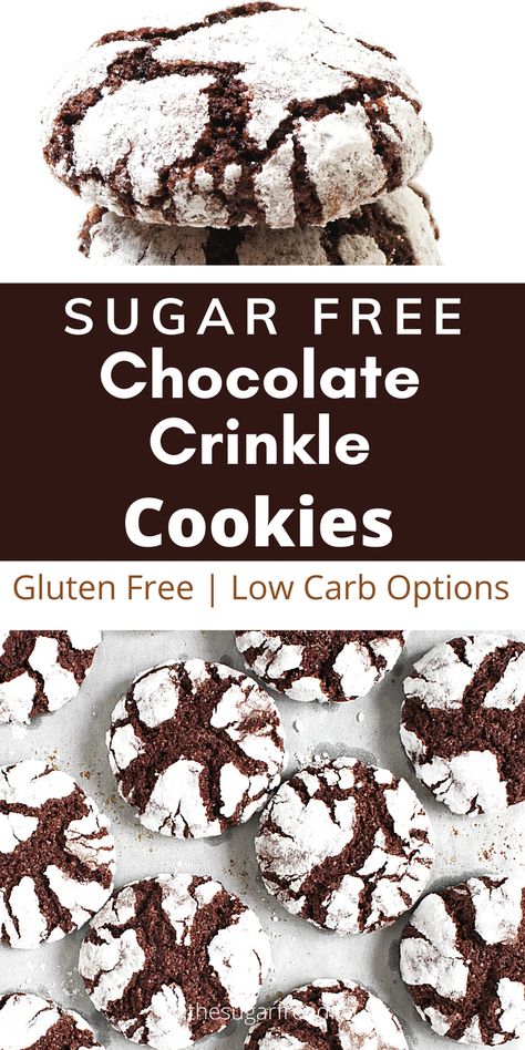 Keto Crinkle Cookies, Sugarless Cookies Recipes, Christmas Candy For Diabetics, Recipes With Allulose, Sugar Free Pudding Cookies, Diabete Cookie Recipes, Sugar Free Desserts Christmas, Christmas Desserts Sugar Free, Sugar Free Holiday Cookies