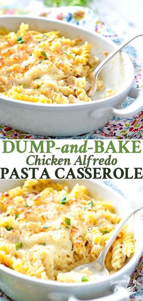 Chicken Alfredo Pasta Casserole, Dump And Bake Chicken Alfredo, Alfredo Pasta Casserole, Dump And Bake Chicken, Baked Chicken Alfredo Pasta, Chicken Alfredo Casserole, Dump And Bake, Pasta Healthy, Chicken Alfredo Bake