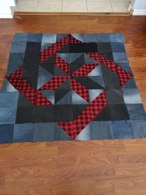 Pin by Kathy Cress on Quilting | Patchwork quilt patterns, Quilt block patterns, Quilt square patterns Quilt Runners Table, Woven Star Quilt, Labyrinth Quilt, Jean Quilts, Denim Quilt Patterns, Blue Jean Quilts, Jean Quilt, Quilting Designs Patterns, Half Square Triangle Quilts