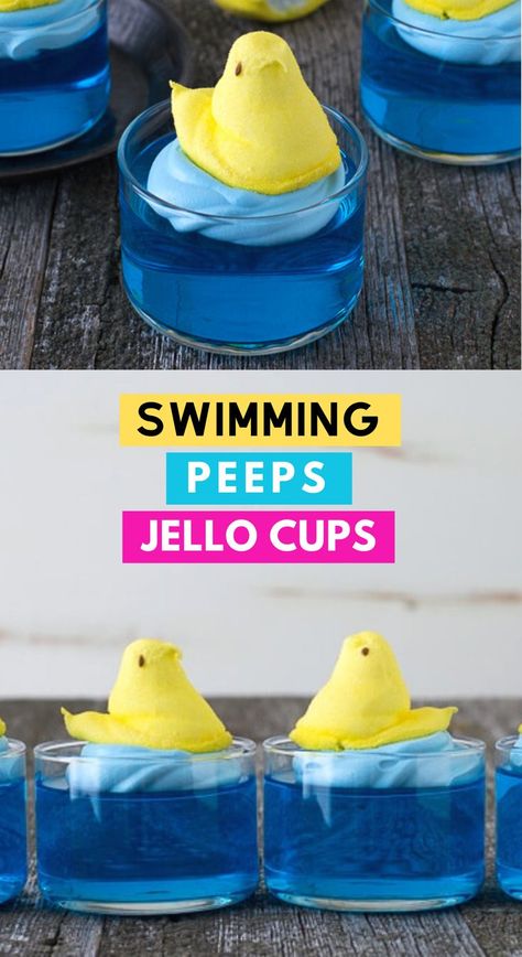 Jello With Cool Whip, Peeps Crafts, Strawberry Swirl Cheesecake, Easter Food Appetizers, Jello Cups, Homemade Strawberry Sauce, Easter Recipe, Peeps Easter, Desserts Ideas