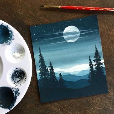 Travel Painting Ideas, Painting Ideas Space, Painting Ideas Home Decor, Pintura A Guache, Mountain Painting Acrylic, Ako Kresliť, Seni Resin, Easy Painting Ideas, Space Painting