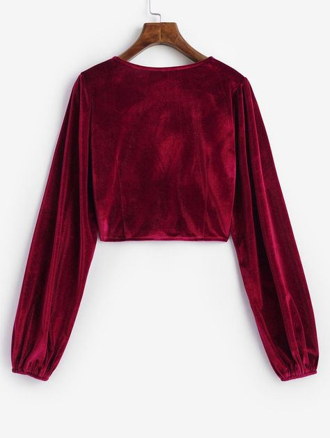 Red Velvet Crop Top, Cute Blouses For Women, Dark Slate Blue, Salwar Designs, Velvet Crop Top, Embroidered Chiffon, Velvet Shirt, Street Swag, Sketches Simple