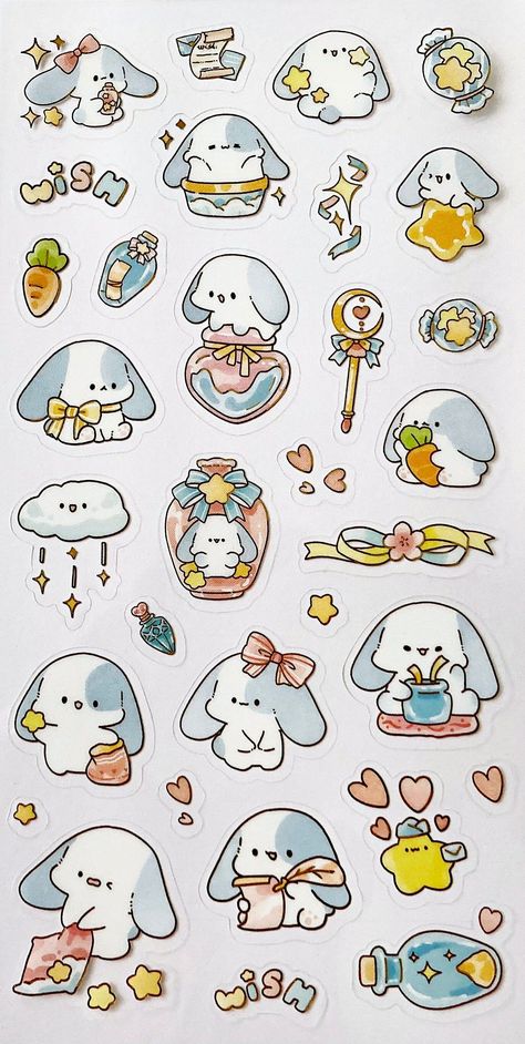 Cute Animal Stickers Kawaii, Cute Dog Stickers, Chibi Stickers, Cute Animal Stickers, Cute Easy Doodles, Stickers Kawaii, Scrapbook Stickers Printable, Cute Doodles Drawings, Cute Kawaii Drawings