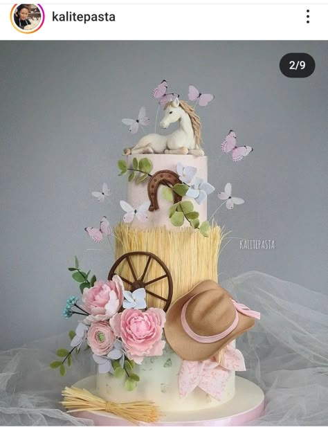 Horse Cakes Birthday Girl, Western Theme Cakes, Western Birthday Cakes, Cowgirl Cake, Horse Baby Shower, Horse Birthday Cake, Cowgirl Cakes, Farm Cake, Horse Cake