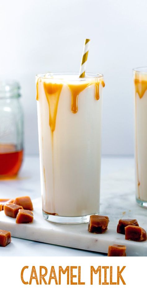 Flavored Milk Recipes, Almond Milk Drinks, Caramel Drinks, Fall Sweets, Milk Tart, Easy Caramel, Caramel Bits, How To Make Caramel, Homemade Syrup