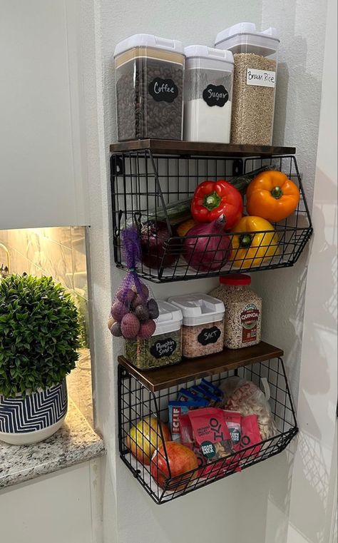 Hanging shelf for kitchen organization #organization #kitchen #shelves Small Home Storage Ideas Maximize Space, Tiny Home Storage, Kitchen Counter Organization, Counter Organization, Park House, Apartment Organization, Apartment Decor Inspiration, Storage Hacks, Apartment Kitchen