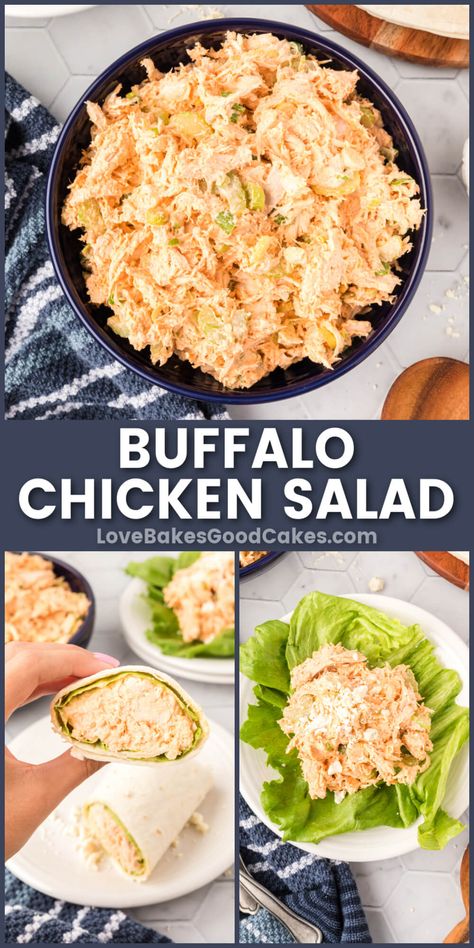 This quick and easy Buffalo Chicken Salad is a versatile recipe you can use in a wrap or sandwich or as a snack with crackers and veggies. Canned Chicken Salad Recipe, Chicken Salad Sandwich Recipe, Can Chicken Recipes, Easy Buffalo Chicken, I Lost 100 Pounds, Chicken Salad Wrap, Chicken Salad Recipe Easy, Buffalo Chicken Sandwiches, Easy Chicken Salad