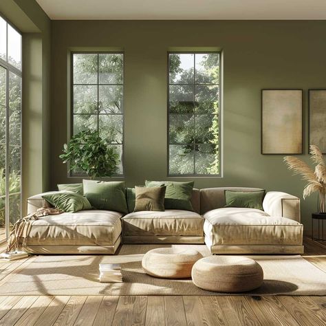 5+ Top Inside House Color Ideas with Earthy Green and Beige Tones • 333+ Art Images Earthy Waiting Room, Earth Colors Living Room, House Color Ideas, Earthy Interior, Earth Tone Decor, Airbnb Ideas, Neutral Green, Diy Bathroom Makeover, Inside House