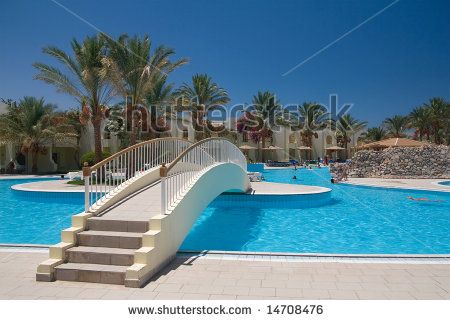 Pool With Bridge, Pools With Bridges, Public Swimming Pool Designs, Bridge Over Swimming Pool, Dubai Swimming Pool, Swimming Pool Structural Details, Pool Bridge, Crazy Pool, Garden Bridge Design