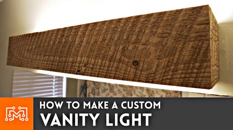 Diy Vanity Lights, Rustic Vanity Lights, Hollywood Vanity Lights, Wooden Makeup Vanity, Simple Vanity, Wooden Bathroom Vanity, Lighting Makeover, Led Lamp Diy, Vanity Lights Bathroom