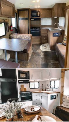 Camper Remodel Ideas Farmhouse, Diy Trailer Decor Ideas, Camper Cupboards Remodel, Farmhouse Trailer Decor, Springdale Camper Remodel, Camper Bedroom Remodel Travel Trailers, Camper Home Rv Living, Rv Interior Decor, Older Camper Remodel Ideas