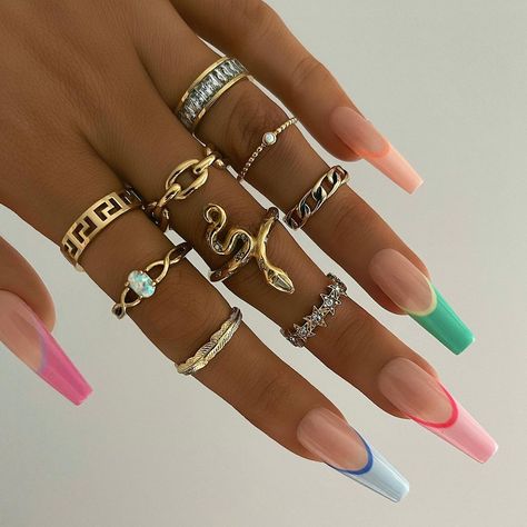 Opal Nails, Pastel Nails Designs, Classy Acrylic Nails, Festival Nails, Fire Nails, Cute Nail Designs, Pretty Acrylic Nails, Opal Stone, Short Acrylic Nails