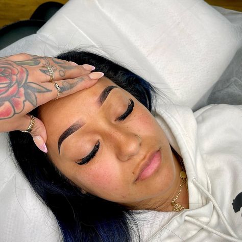 Tatted Eyebrows, Over The Eyebrow Tattoo Ideas, Brow Lamination Black Women, Name Above Eyebrow Tattoo, Eyebrow Tattoos For Women, Over The Eyebrow Tattoo, Eyebrow Tattoo Ideas, Eye Brows Tattoo Eyebrows, Tattoos Eyebrows