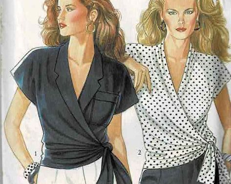 Wrap Blouse Pattern, Blouse Pattern Free, New Look Patterns, Patron Vintage, Sewing Blouses, Women Blouses Fashion, Blouse Pattern Sewing, Top Sewing Pattern, Diy Blouse