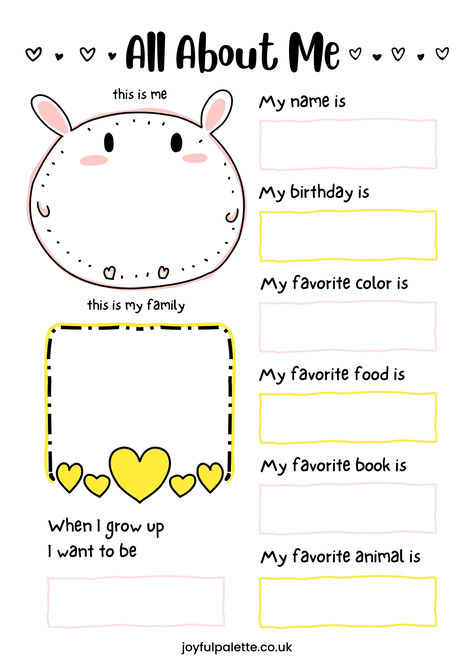 All About Me Worksheets for Kids | Free Printable Introduction Worksheets Student, About Me Worksheets For Kids, Printable All About Me, Self Introduction, Line Tracing Worksheets, Tools For Kids, Tracing Worksheets Free, All About Me Worksheet, About Me Template