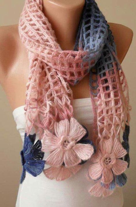 Crochet Projects To Sell, Crochet Flower Scarf, Women Gift Ideas, Pink Christmas Gifts, شال كروشيه, Unique Gifts For Women, Scarf Gift, Bead Crochet, Crochet Scarves