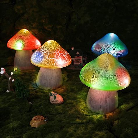 Large Solar Mushroom Light Outdoor Garden Waterproof Cute Mushroom Shaped Pathway Landscape Lights 2 Modes Automatic Change and 5 Lamp Beads for Yard Landscape Decoration(Red, Yellow,2 Pieces) - - Amazon.com Mushroom Light, Pathway Landscaping, Garden Balls, Floating Garden, Garden Mushrooms, Landscape Lights, Mushroom Lights, Yard Landscape, Cute Mushroom