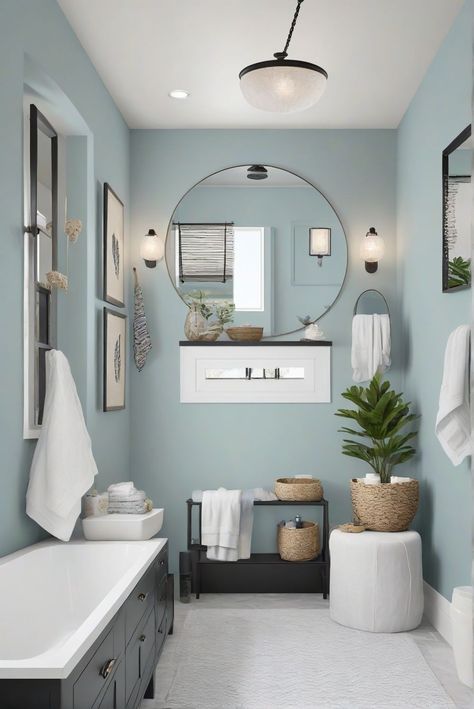 bathroom wall colors 2024 benjamin moore bathroom wall colors with white cabinets small bathroom decor ideas on a budget half baths wall colors bathroom wall colors behr white tile bathroom paint wall colors bathroom wall colors dark cabinets elegant bathroom wall colors bathroom wall colors for 2024 bathroom wall colors gray bathroom half wall tile paint colors tiny bathroom remodel ideas wall colors bathroom wall colors modern farmhouse navy bathroom vanity wall colors bathroom wall colors pai Half Bathroom Ideas Coastal, Coloured Bathroom Ideas, Bathroom Tile Combinations Color Schemes Colour Palettes, Vintage Bathroom Paint Colors, Bathroom Wall Colours, Bathroom Colours 2024, Light Blue Bathroom Walls, Bathroom Color Design, Bathroom Paint Colors For Small Bathroom