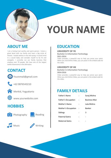 (Modern Bio-data Format for marriage Free Download in Word) Full Size Preview   Bio-data for ... Read moreBio Data Templates – Marriage Bio-data in MS-Word The post Bio Data Templates – Marriage Bio-data in MS-Word appeared first on TechGuruPlus.com. Ms Word Design Ideas, Bio Data Template, Bio Data Format For Student, Ms Word Design, Adobe Photoshop Photography, Bio Data For Marriage, Biodata Format, Bio Data, Instagram Captions For Friends