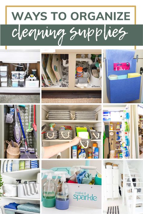 There are so many different ways you can get cleaning supplies organized in your home. Each and every space is so unique! That's why I decided to get some help from my friends to bring you alternative ideas that may work better in your home. Where To Store Cleaning Supplies, Cleaning Supply Storage Ideas, Cleaning Products Organization, Organizing Cleaning Supplies, Organize Cleaning Supplies, Cleaning Product Organization, Cleaning Tools Organization, Washer Dryer Laundry Room, Cleaning Basket