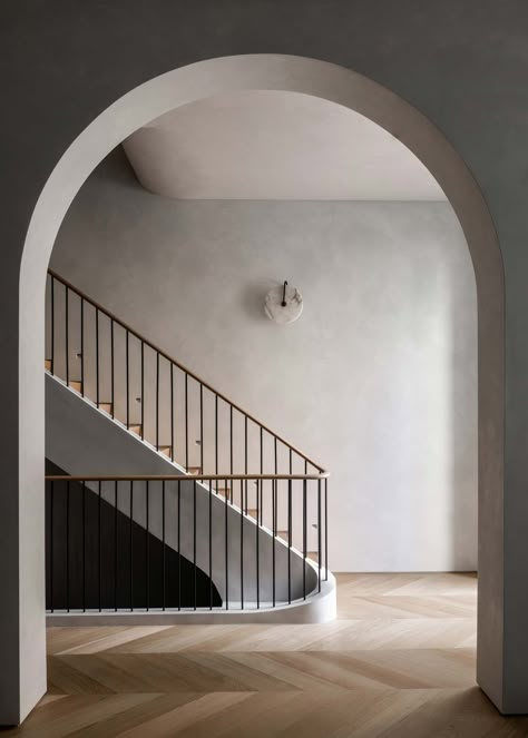 STUDIO MONTEMAYOR Staircase Design Railing, Stair Idea, House Interior Architecture, Limewash Walls, Black Interiors, House Staircase, Latest Interior Design Trends, Stair Design, Stairway Design