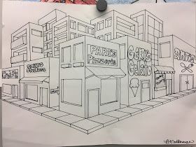 Streets Drawing Perspective, 1st Point Perspective, Bus Depot In 2 Point Perspective, City Two Point Perspective, 2d Perspective Drawing, Two Point Perspective Drawing City, Two Point Perspective Drawing Buildings, 2 Point Perspective Drawing Cities, City Perspective Drawing