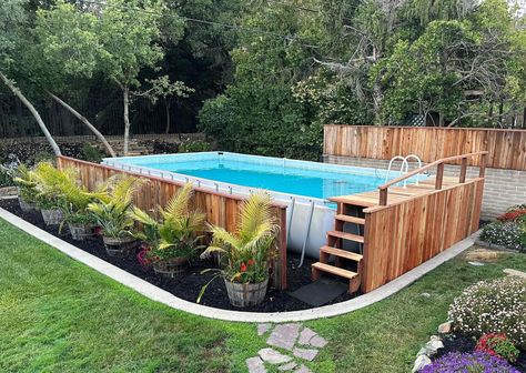 Intex Pool Landscaping, Intex Pool Ideas, Intex Above Ground Pools, Piscina Intex, Cheap Pool, Pool Deck Plans, Backyard Sanctuary, Best Above Ground Pool, Intex Pool