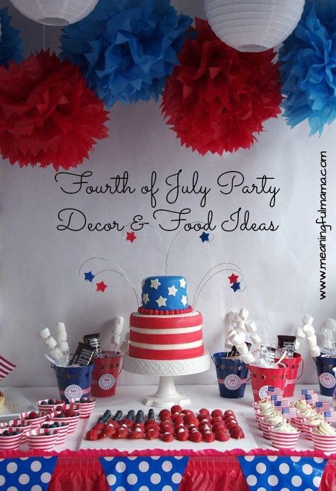 fourth of july party decorations food ideas Fourth Of July Party Decorations, Red White And Blue Desserts, Mini Hamburgers, Fourth Of July Party, Usa Party, American Party, 4th Of July Cake, Fourth Of July Decorations, Blue Desserts